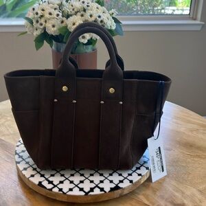 Clare V Petite Box Tote Chocolate Suede brand new with tags